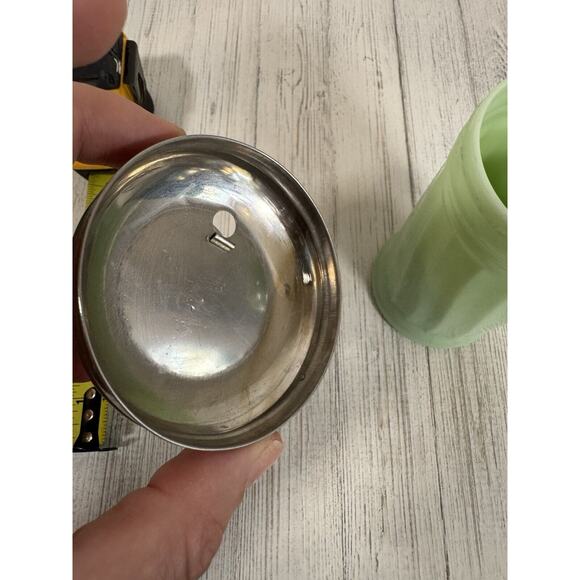 Vintage Jadite Ribbed Sugar Jar Pour Table Top Dispenser Stainless Flip Top Lid - Picture 9 of 10